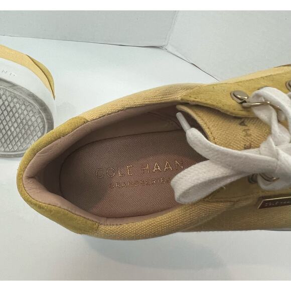 Cole Haan GrandPro Rally Women's Yellow Suede Canvas Lace Up Sneaker Shoes  8 - Picture 9 of 9